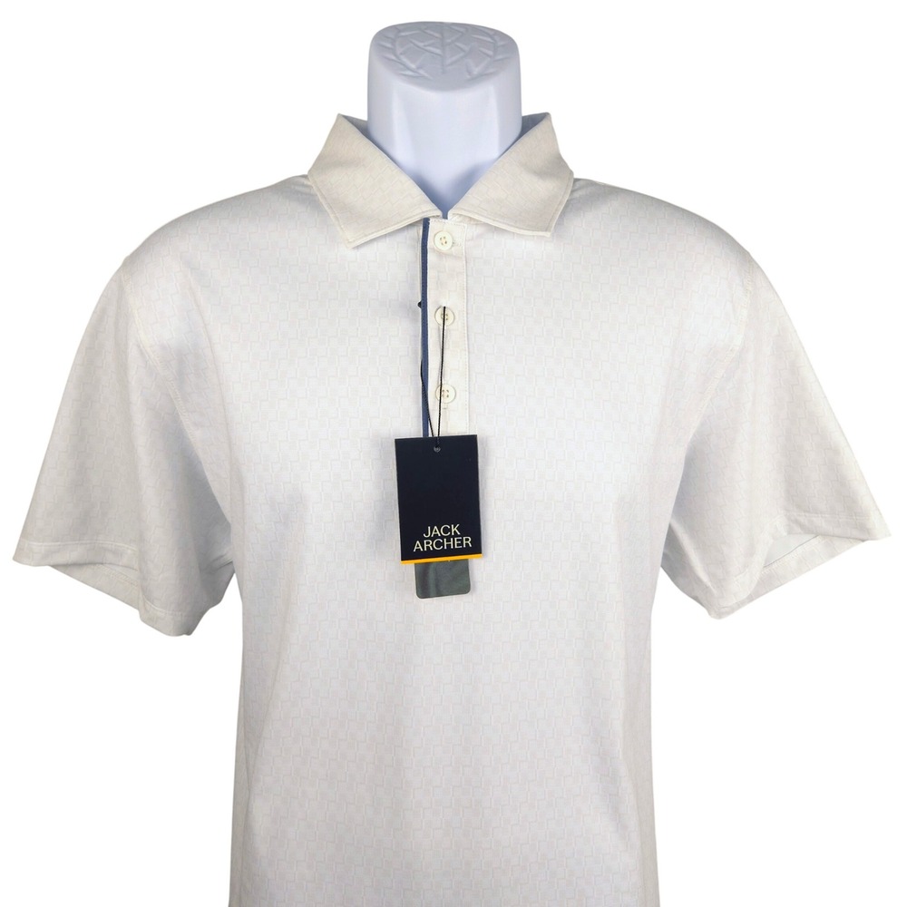 Jack Archer Clubhouse Polo White Driveline Men Large Short Sleeve Golf Shirt NEW